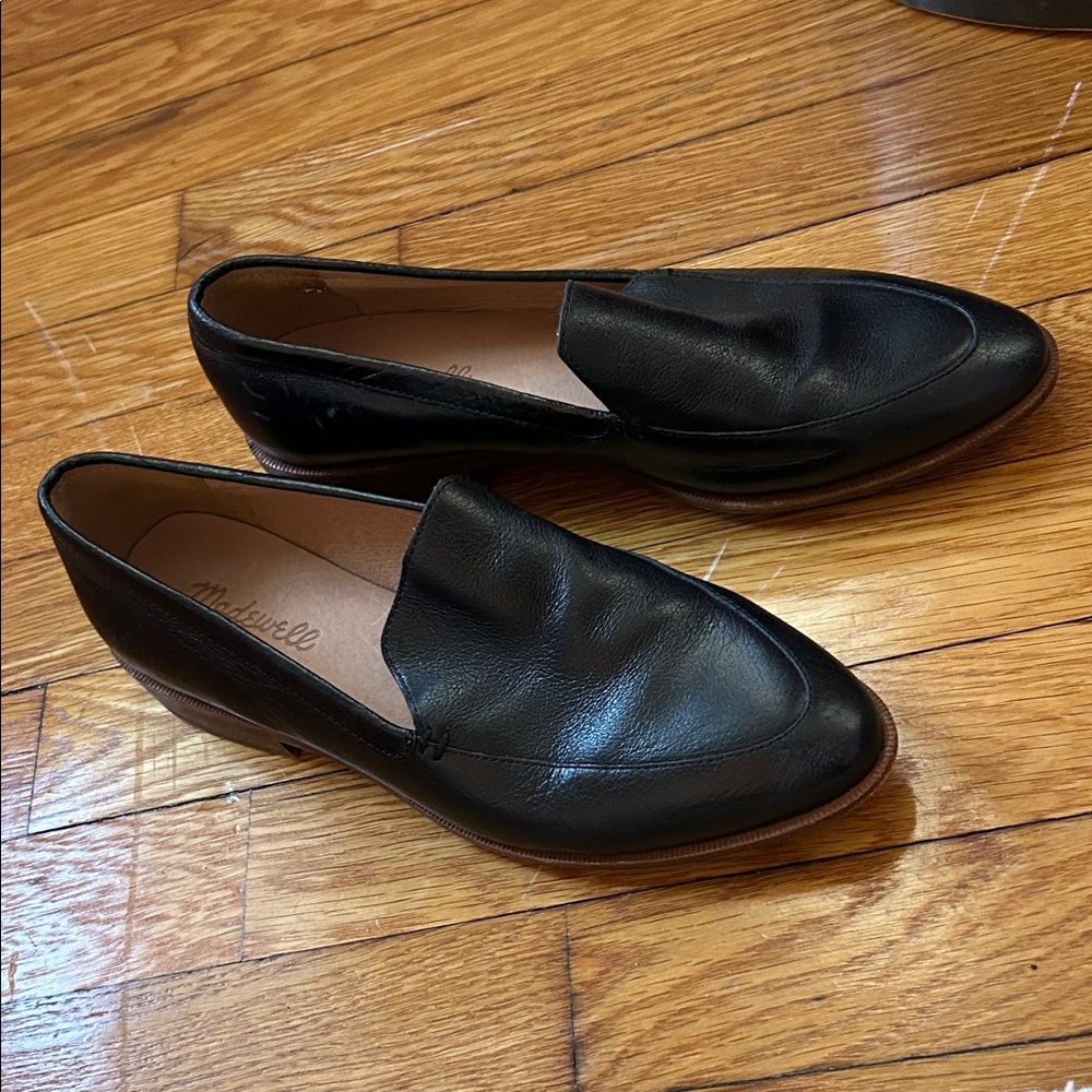 Madewell Black Leather Slip-On Loafers